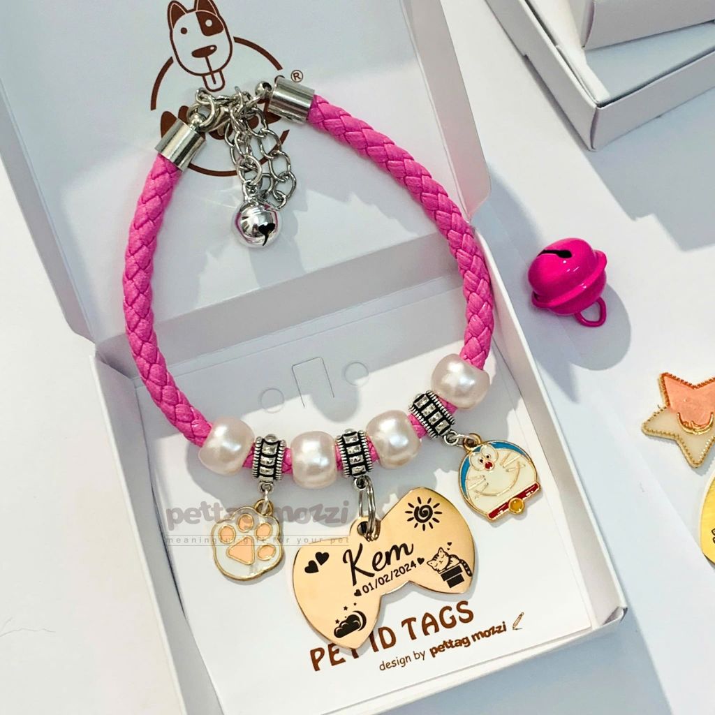Combo Thẻ tên và Dây charm mix ngẫu nhiên cho chó mèo - Pettag Mozzi