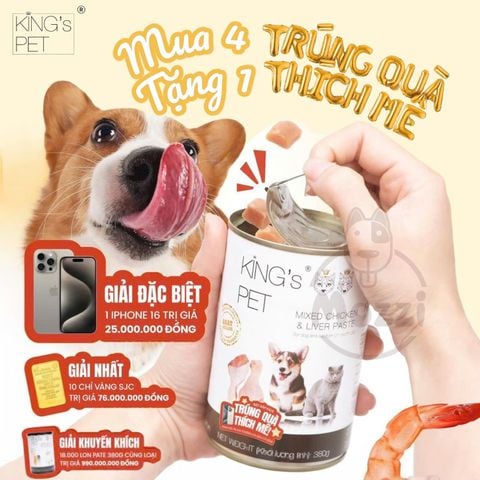  Pate cho chó mèo King’s Pet Lon 380gr 