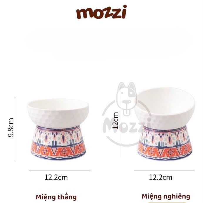 Chén bát ăn sứ cho chó mèo chống gù họa tiết thổ cẩm