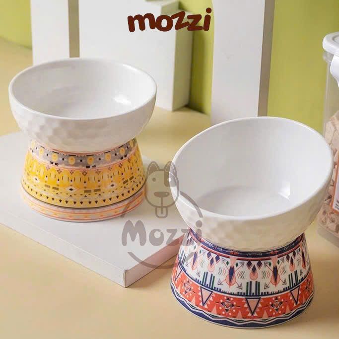 Chén bát ăn sứ cho chó mèo chống gù họa tiết thổ cẩm