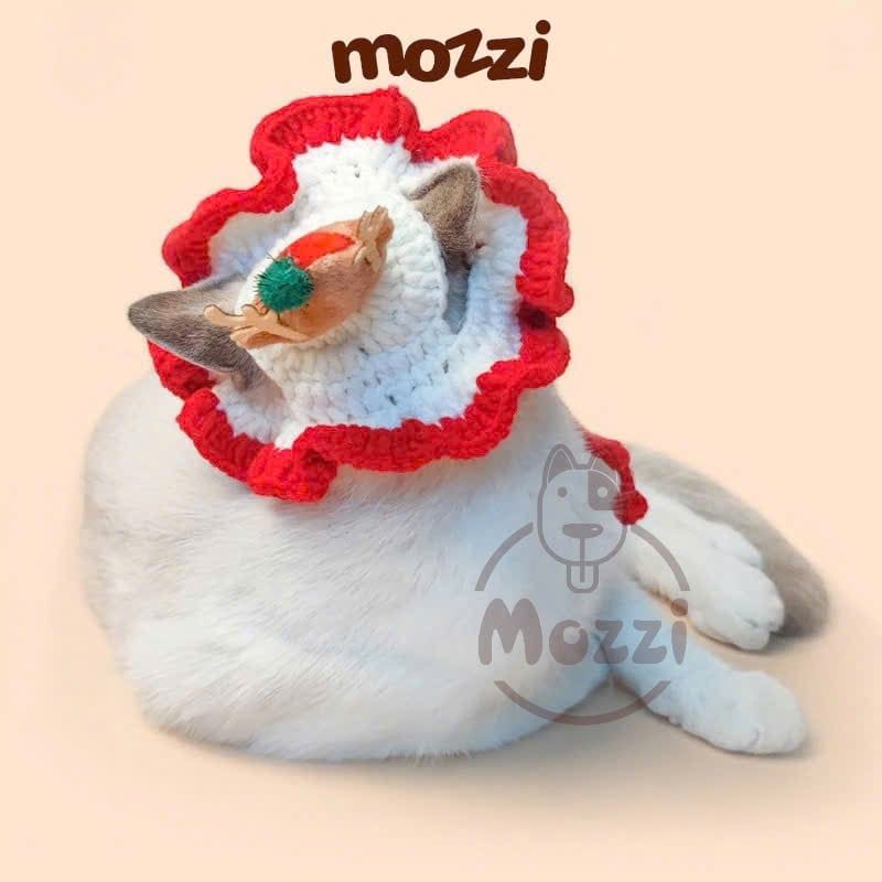 Nón vành len hở tai Noel cho chó mèo 2-7kg