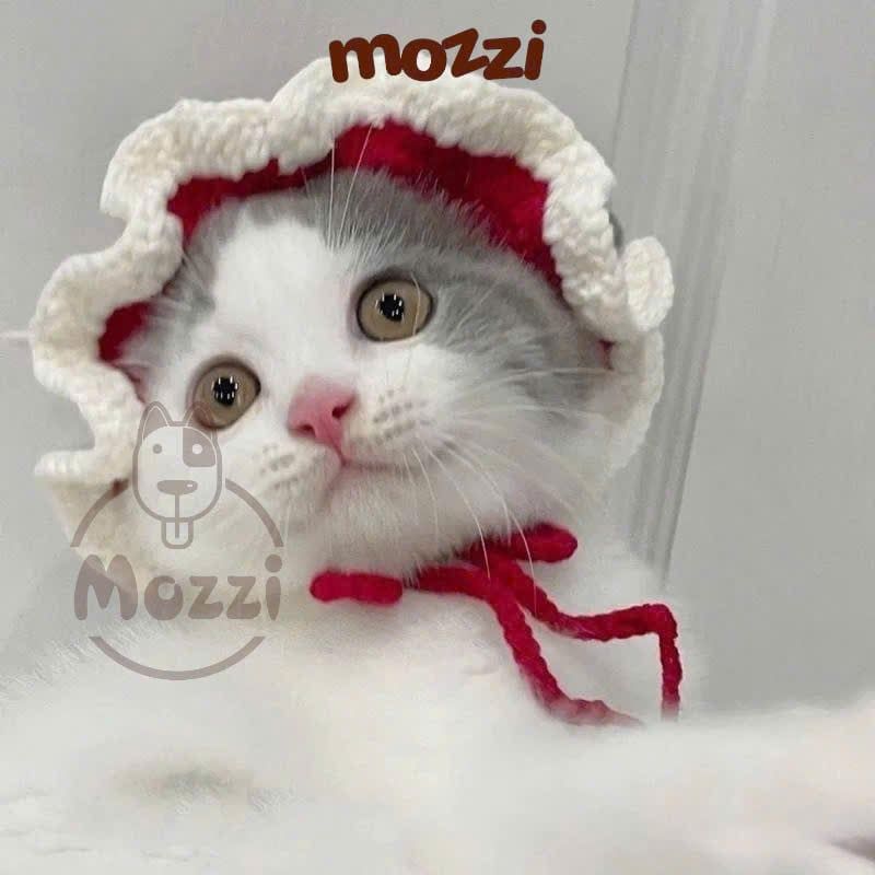 Nón vành len hở tai Noel cho chó mèo 2-7kg