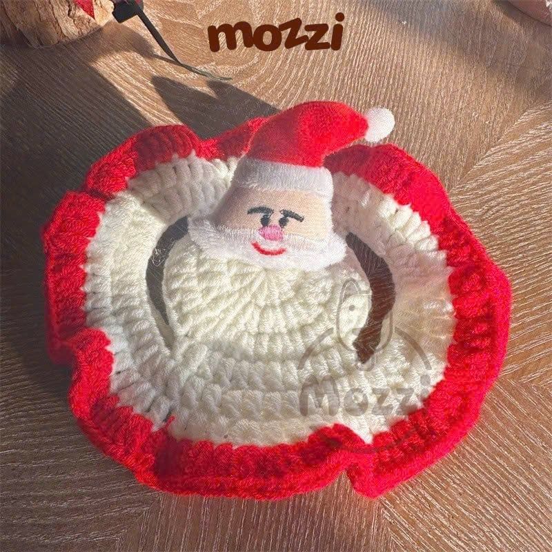 Nón vành len hở tai Noel cho chó mèo 2-7kg