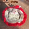 Nón vành len hở tai Noel cho chó mèo 2-7kg
