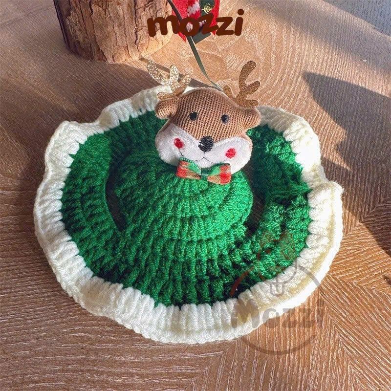 Nón vành len hở tai Noel cho chó mèo 2-7kg