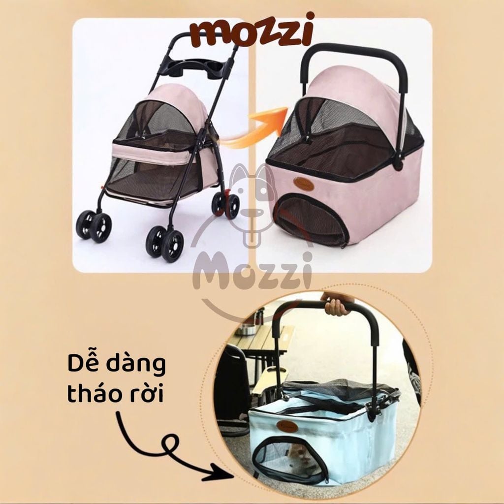 Xe đẩy chó mèo đi dạo Hoopet có thể gấp gọn