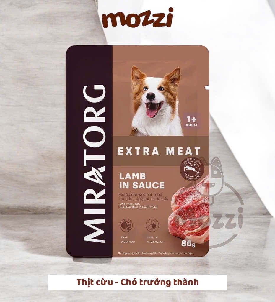 Pate cho chó xốt thịt Miratorg gói 85g
