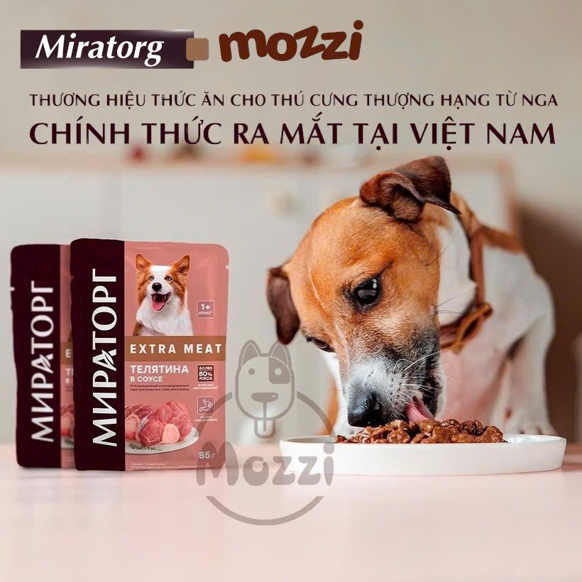 Pate cho chó xốt thịt Miratorg gói 85g