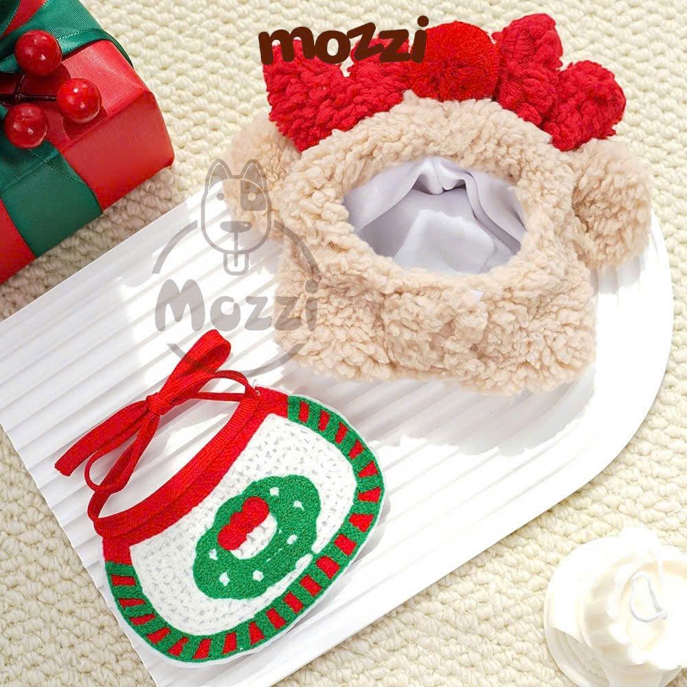 Bộ Nón và Yếm cổ Noel hình nổi cho chó mèo