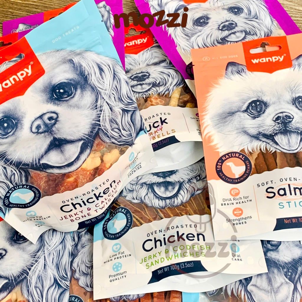 Snack cho chó Wanpy Thịt sấy thơm ngon từ thịt gà vịt cá hồi