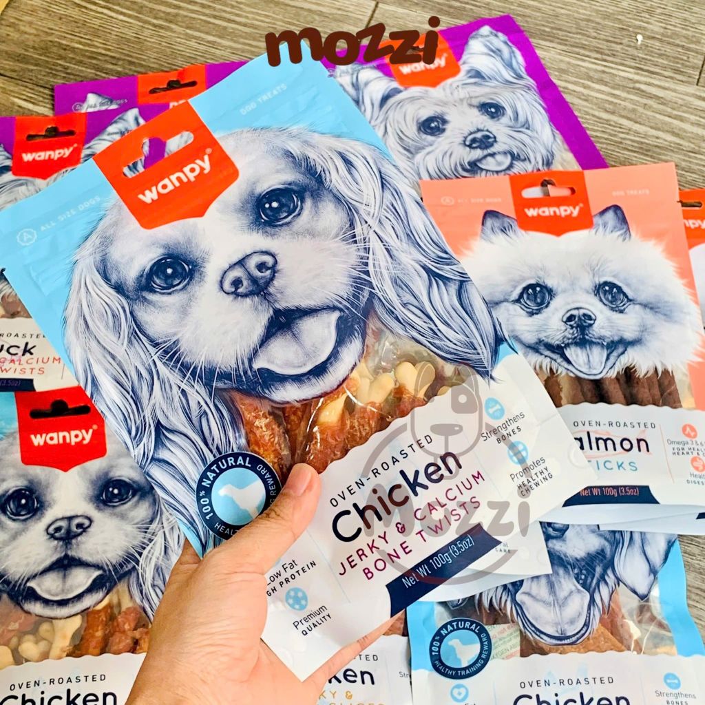 Snack cho chó Wanpy Thịt sấy thơm ngon từ thịt gà vịt cá hồi