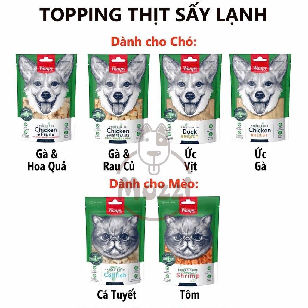 Snack cho chó mèo Wanpy Thịt sấy lạnh thăng hoa