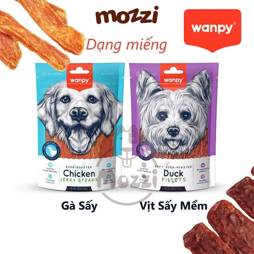 Snack cho chó Wanpy Thịt sấy thơm ngon từ thịt gà vịt cá hồi