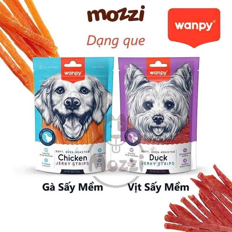 Snack cho chó Wanpy Thịt sấy thơm ngon từ thịt gà vịt cá hồi