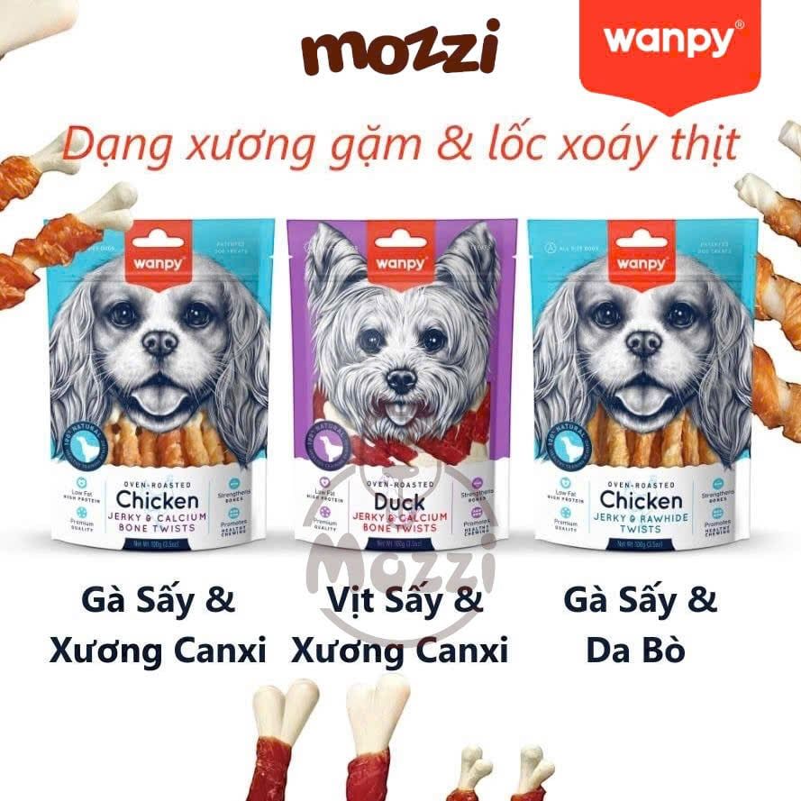 Snack cho chó Wanpy Thịt sấy thơm ngon từ thịt gà vịt cá hồi