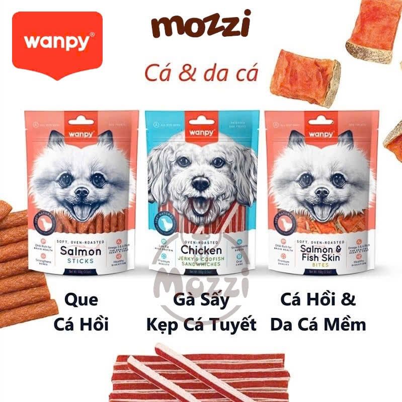 Snack cho chó Wanpy Thịt sấy thơm ngon từ thịt gà vịt cá hồi