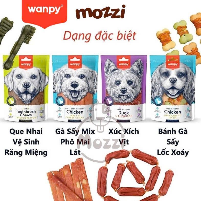 Snack cho chó Wanpy Thịt sấy thơm ngon từ thịt gà vịt cá hồi