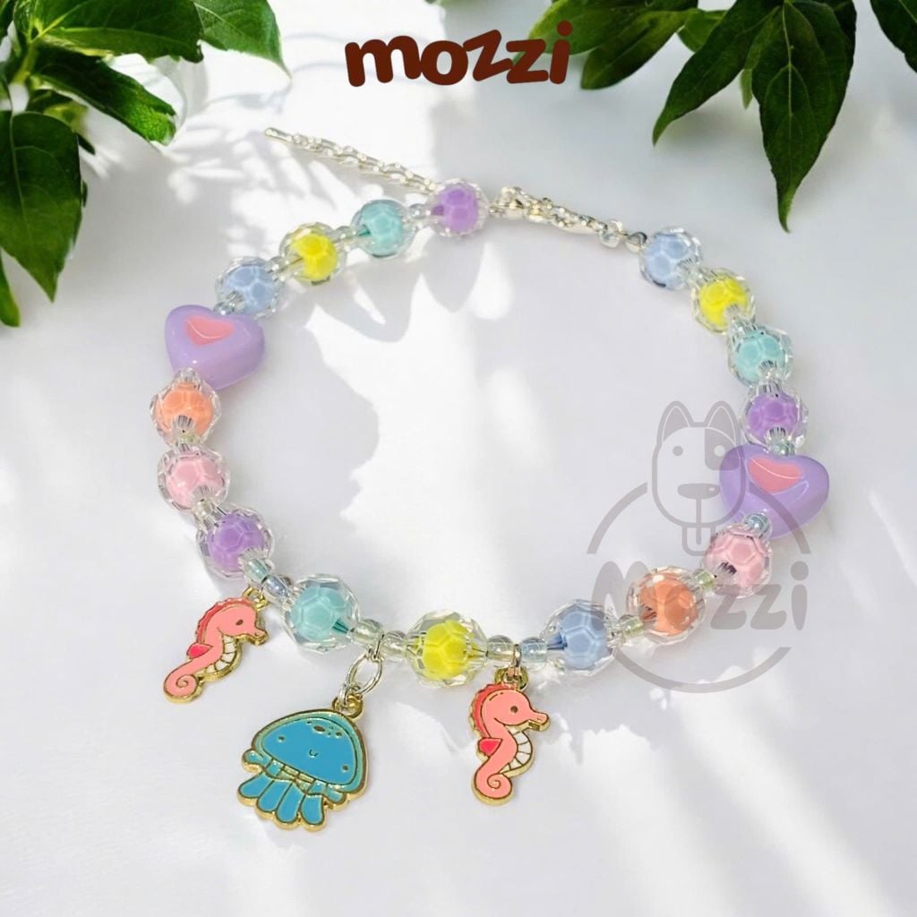 Vòng cổ Hạt đá gắn Charm hình Ngẫu nhiên cho chó mèo