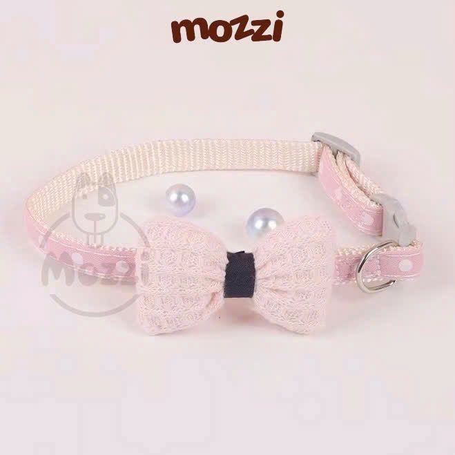 Vòng cổ cho chó mèo Nơ cotton pastel DoHa 3-7kg
