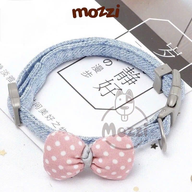 Vòng cổ cho chó mèo Nơ cotton denim dễ thương