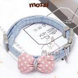  Vòng cổ cho chó mèo Nơ cotton denim dễ thương 