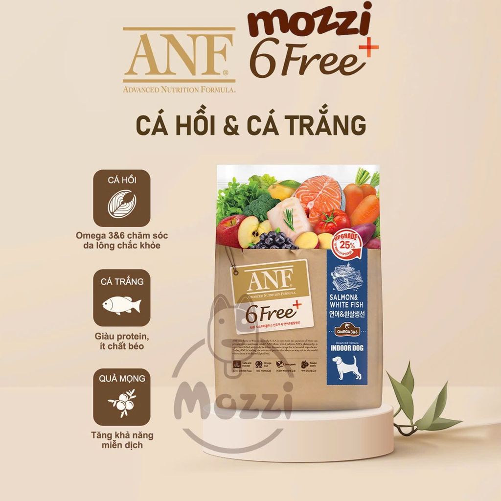 Thức ăn hạt hữu cơ ANF Dog 6Free+ cho chó [400g - 1.6kg - 5.6kg]