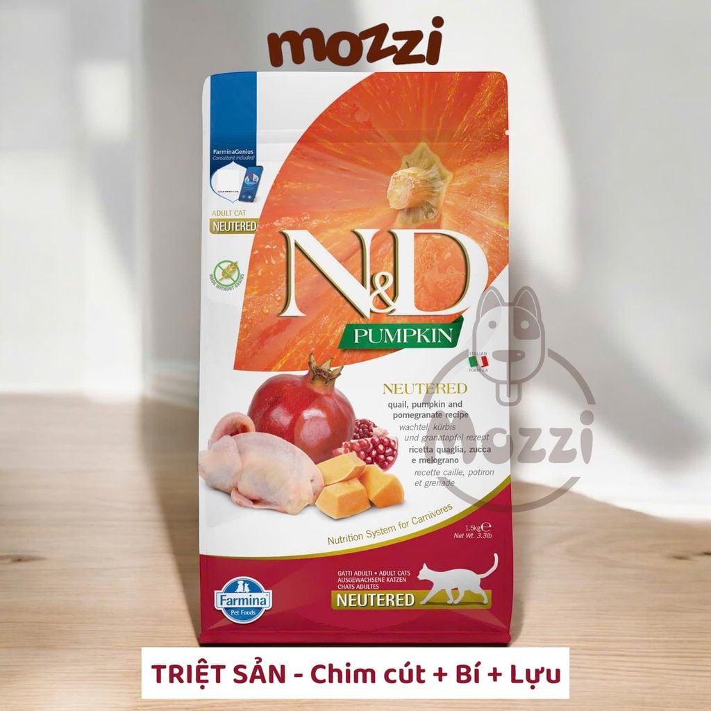 [1.5kg - 5kg] Thức ăn hạt N&D Farmina Neutered cho mèo triệt sản