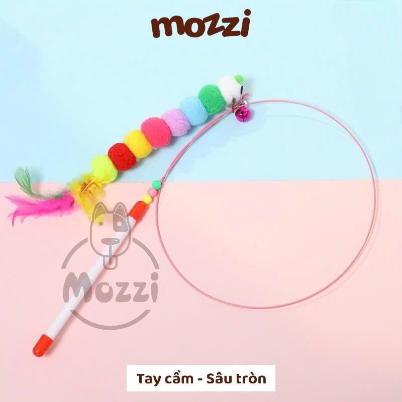 Đồ chơi Cần câu mèo lông gà cầm tay