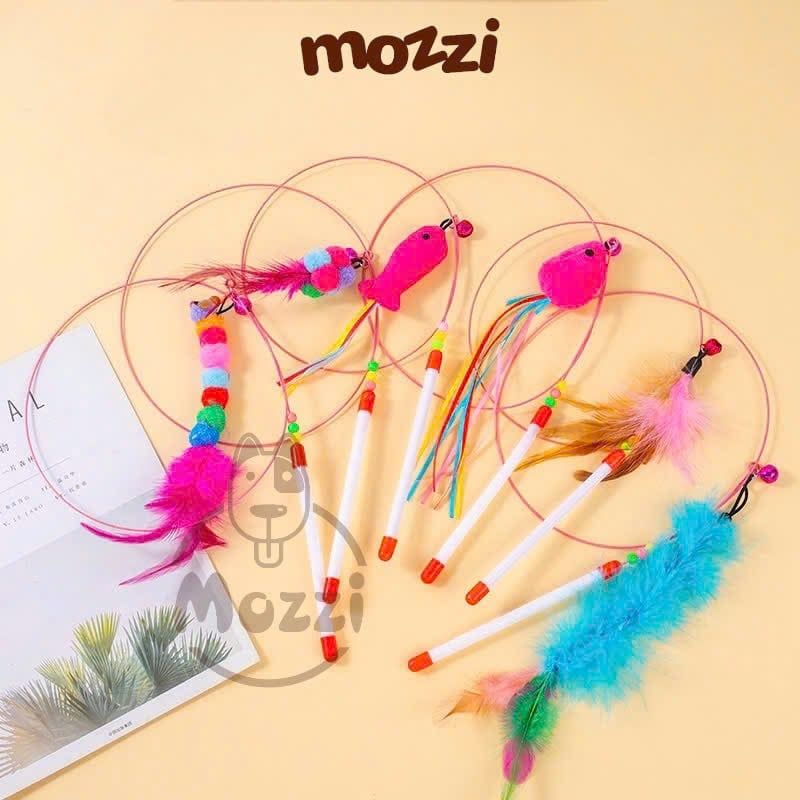 Đồ chơi Cần câu mèo lông gà cầm tay