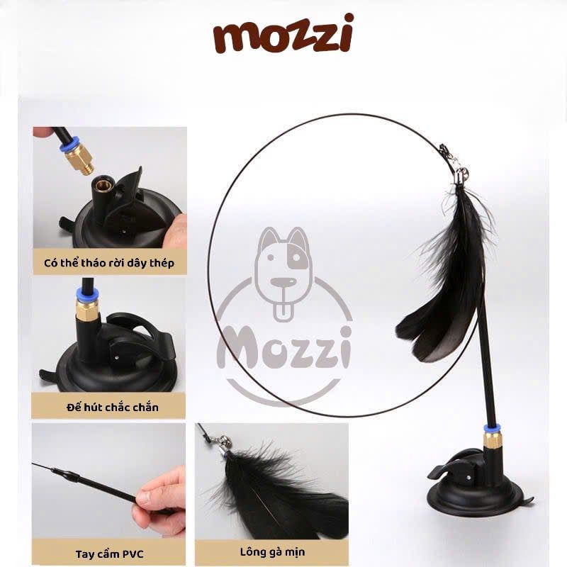 Đồ chơi Cần câu mèo hút dán sàn cho mèo tự chơi