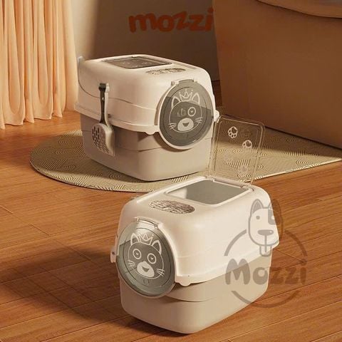  Khay cát vệ sinh cho mèo dạng nhà khép kín có cửa sổ trong suốt 