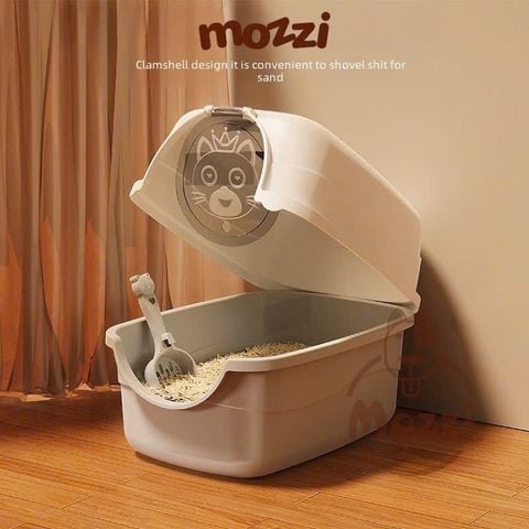  Khay cát vệ sinh cho mèo dạng nhà khép kín có cửa sổ trong suốt 