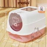  Khay cát vệ sinh cho mèo dạng nhà khép kín có cửa sổ trong suốt 