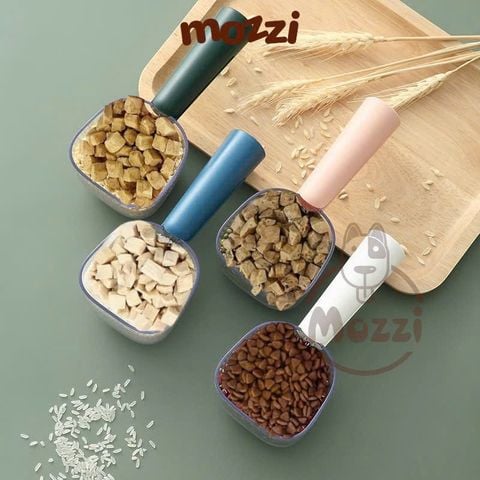  Thìa muổng trong suốt xúc thức ăn hạt gắn kẹp miệng túi 