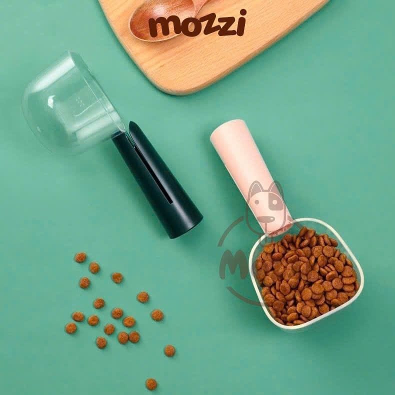 Thìa muổng trong suốt xúc thức ăn hạt gắn kẹp miệng túi