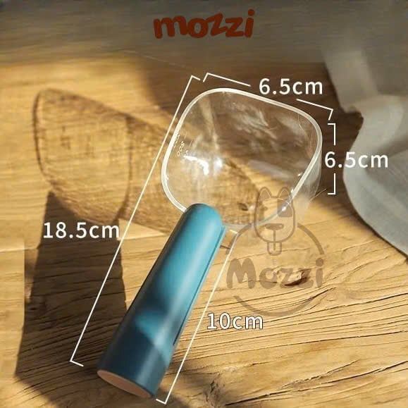 Thìa muổng trong suốt xúc thức ăn hạt gắn kẹp miệng túi