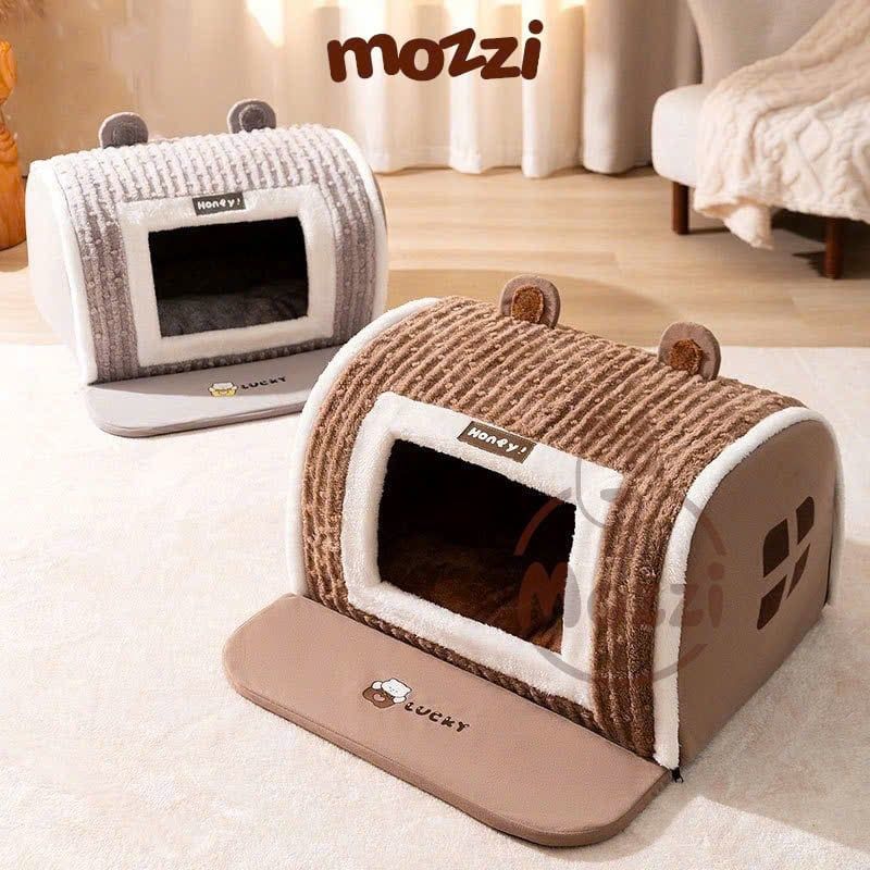 Nhà nệm cho chó mèo Honey Lucky tai gấu có thảm làm sạch chân