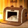 Nhà nệm cho chó mèo Honey Lucky tai gấu có thảm làm sạch chân