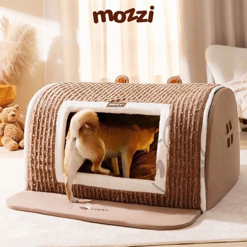 Nhà nệm cho chó mèo Honey Lucky tai gấu có thảm làm sạch chân