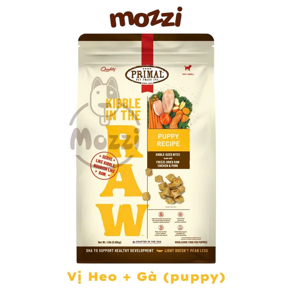 Thức ăn hạt Thịt sấy thăng hoa BARF Primal Raw Cao Cấp 680gr cho chó