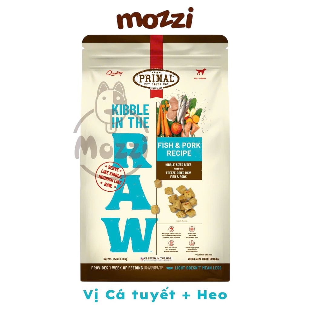 Thức ăn hạt Thịt sấy thăng hoa BARF Primal Raw Cao Cấp 680gr cho chó