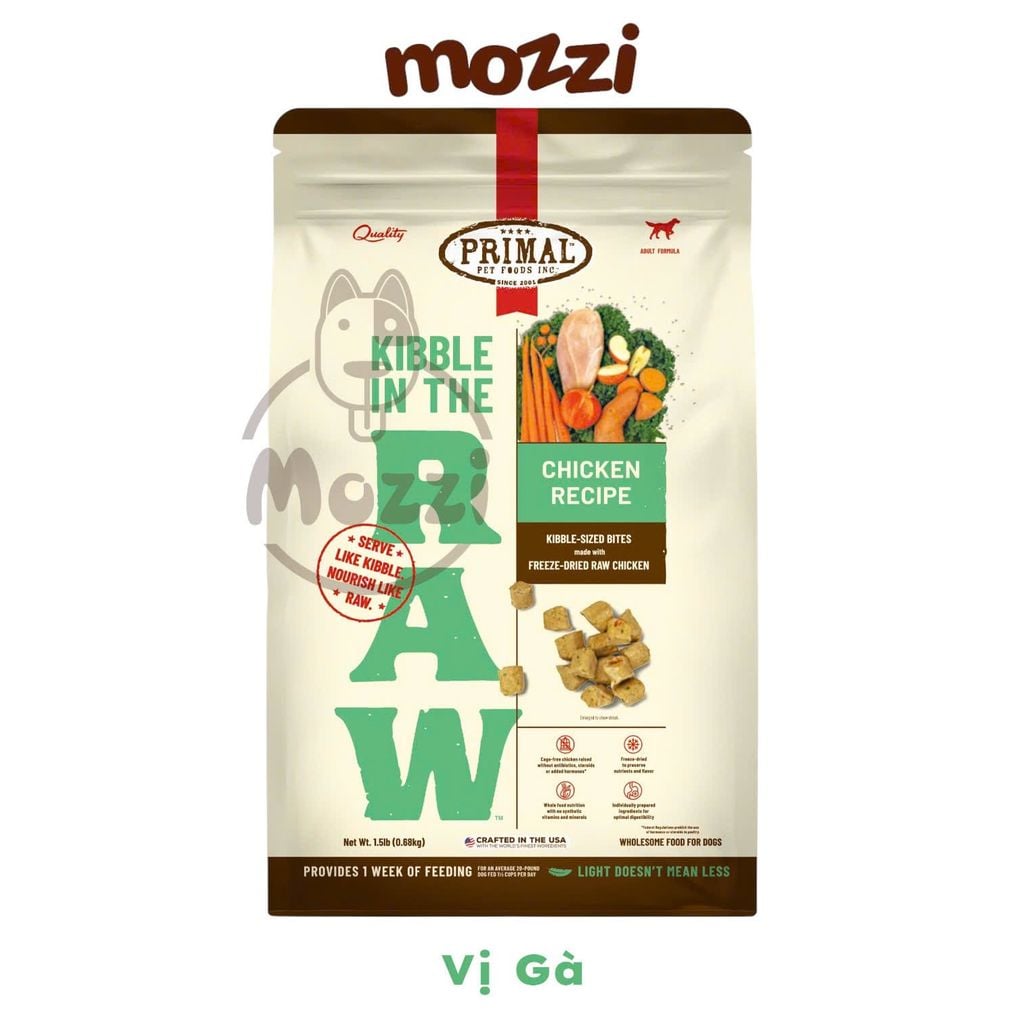 Thức ăn hạt Thịt sấy thăng hoa BARF Primal Raw Cao Cấp 680gr cho chó