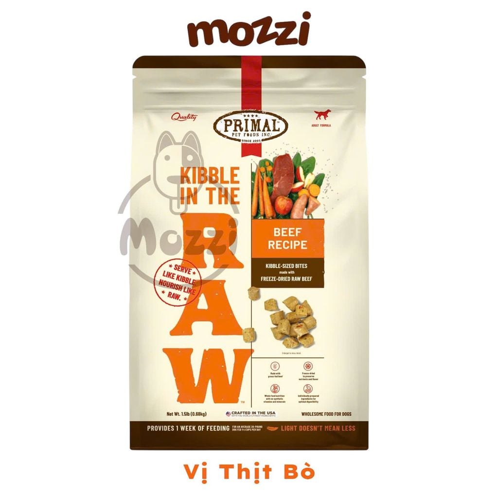 Thức ăn hạt Thịt sấy thăng hoa BARF Primal Raw Cao Cấp 680gr cho chó