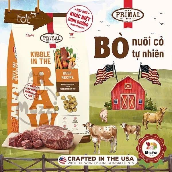Thức ăn hạt Thịt sấy thăng hoa BARF Primal Raw Cao Cấp 680gr cho chó