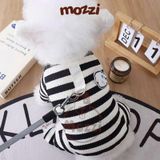  Áo liền chân sọc ngang chó trắng có khoen dắt 