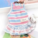 Đầm hai dây thun gân sọc ngang chân ren MuZePet 