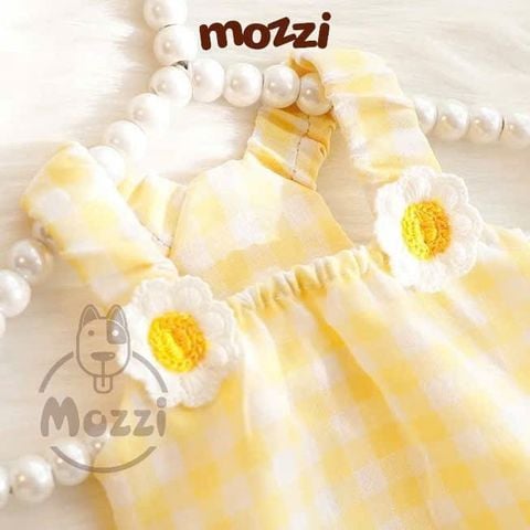  Áo hai dây caro bông cúc viền ren 