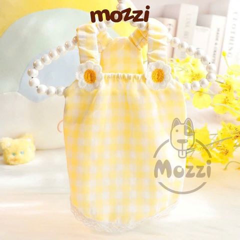  Áo hai dây caro bông cúc viền ren 