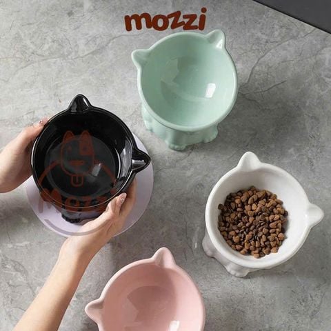  Chén sứ chống gù hình mèo màu trơn 