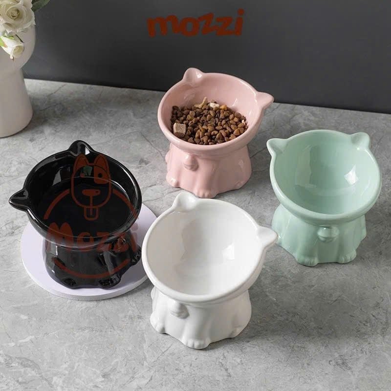 Chén sứ chống gù hình mèo màu trơn